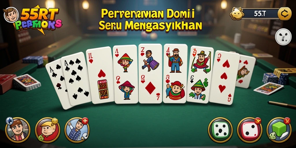 Screenshot utama 55RT menampilkan gameplay seru Domino.