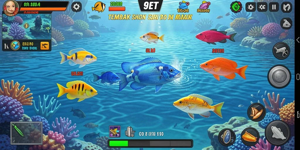 Screenshot gameplay 9ET dengan aksi seru tembak ikan.