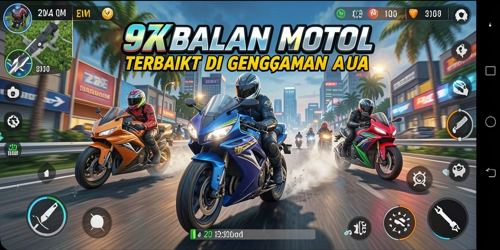 Tampilan menyenangkan dari gameplay balapan motor di 9ZK.