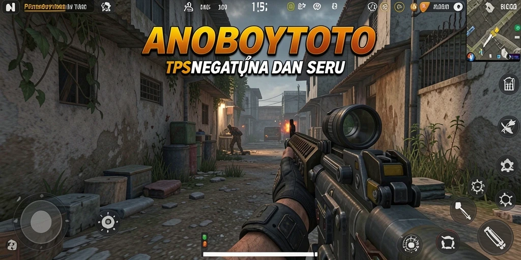 Screenshot gameplay ANOBOYTOTO yang menunjukkan aksi TPS yang intens.