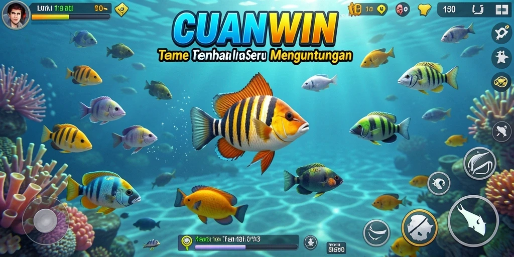 Tampilan mendebarkan dari permainan Tembak Ikan CUANWIN.