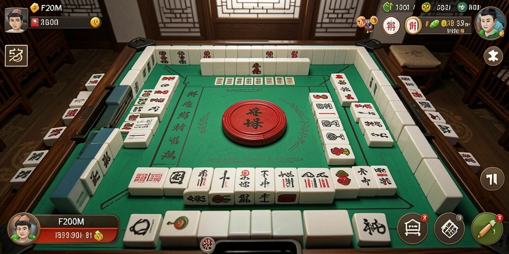 Screenshot gameplay F200M menampilkan aksi Mahjong yang penuh strategi.