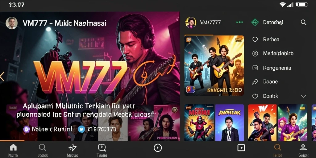 Screenshot gameplay VM777 menampilkan pemain berinteraksi dengan musik.